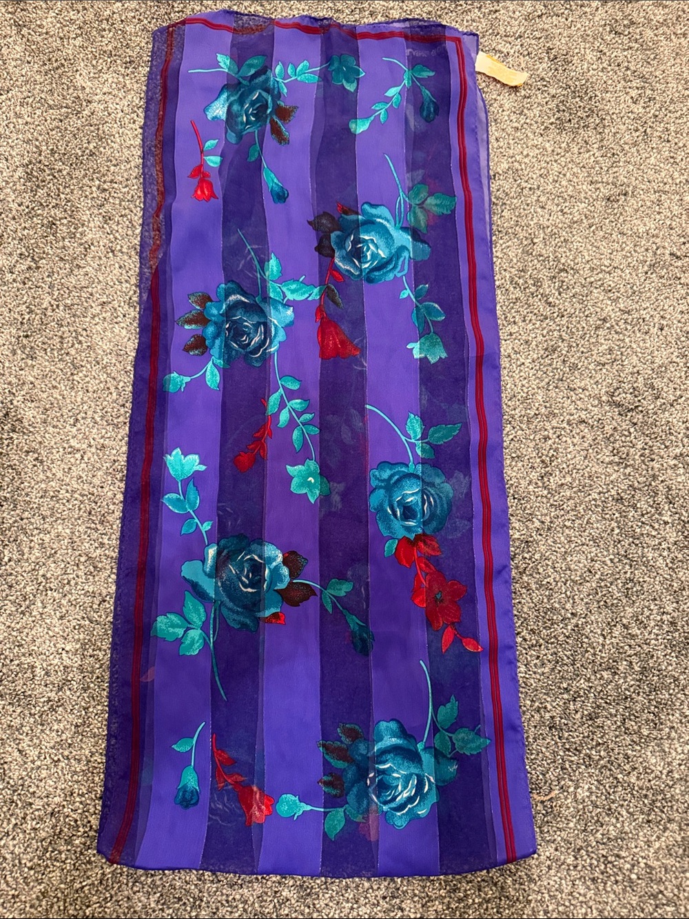 Sheer Purple Floral Embroidered Scarf - Picture 4 of 4